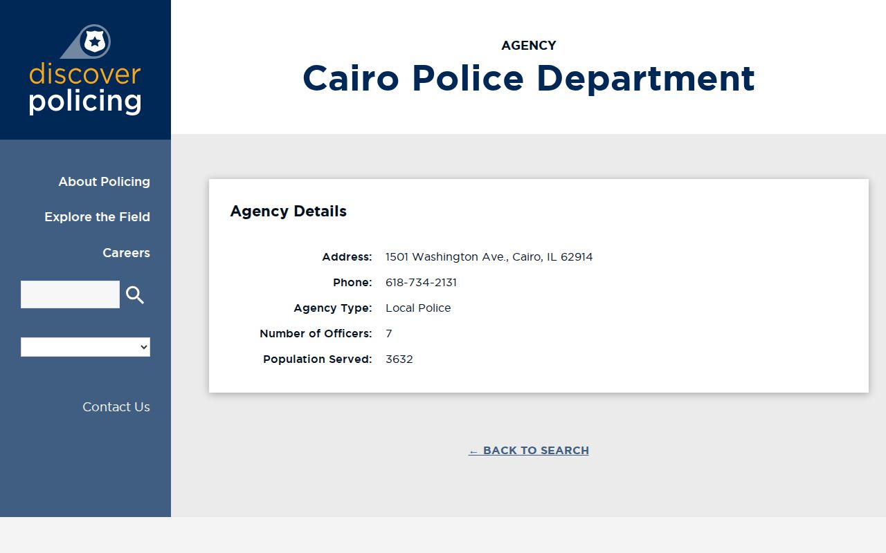 Cairo Police Department profile for Cairo, Illinois