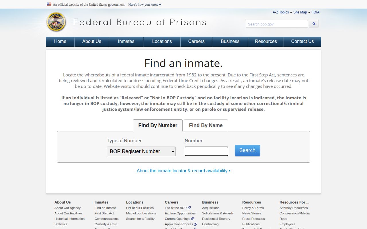 Federal BOP locator separate from Alexander County arrest custody